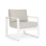 poltrona Merrigan in alluminio bianco Bizzotto con braccioli e cuscini sfoderabili (2)