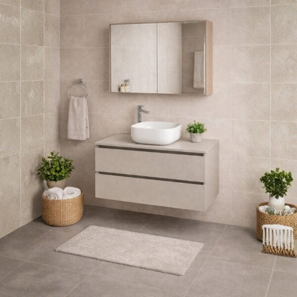 Mobile lavabo 2 cassetti effetto malta grigio Cerasa